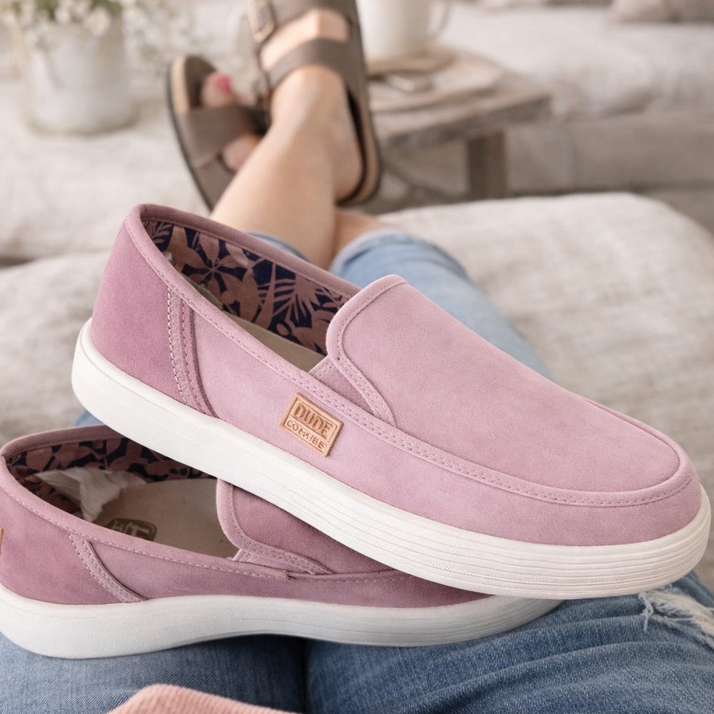NWOT Hey Dude Sunapee Craft Blush Pink/Lilac Slip-On Canvas Sneakers - Picture 2 of 2